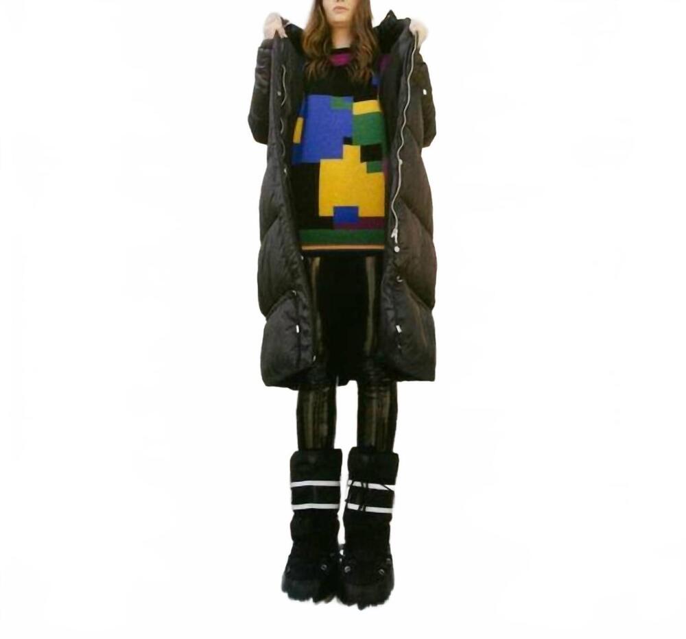 NEW MOLLY BRACKEN hooded down long coat in black